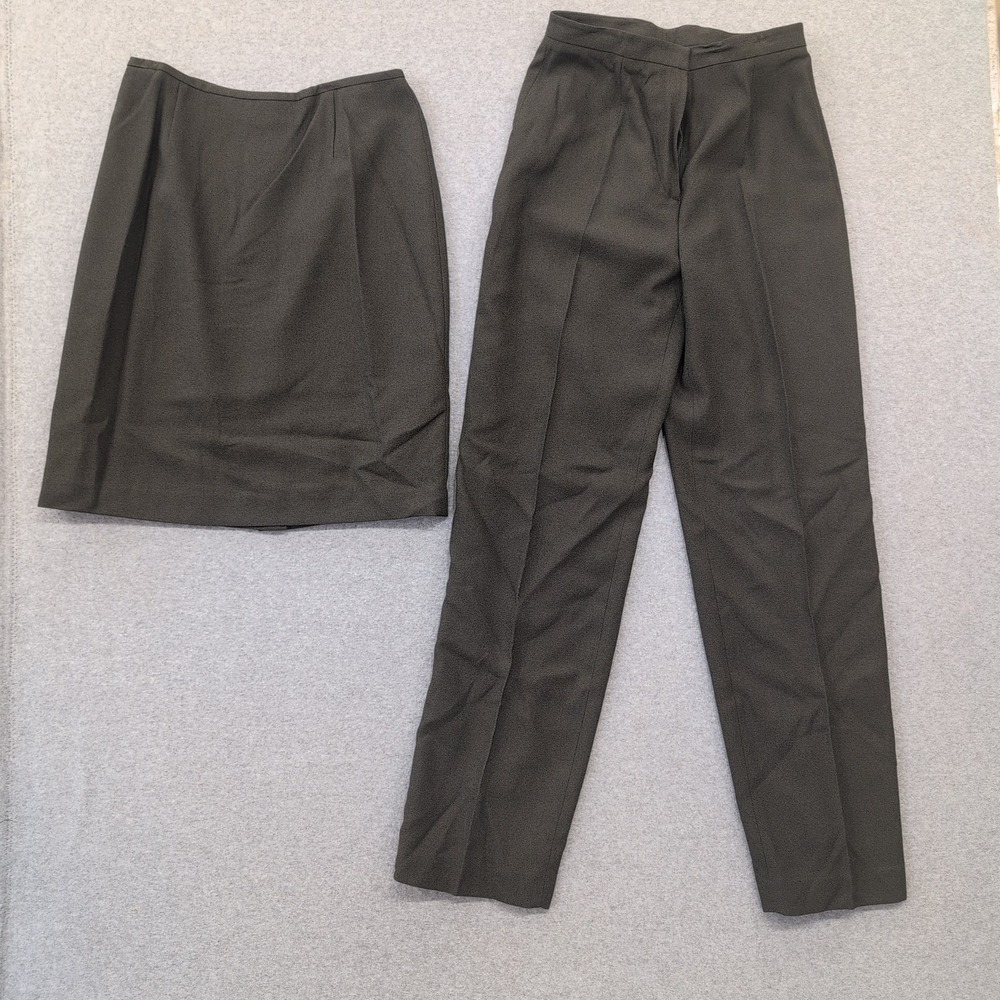 Casual Corner Annex Women's Skirt Pants Suit Two Piece Set Olive Green Size 2/4 - Picture 2 of 4